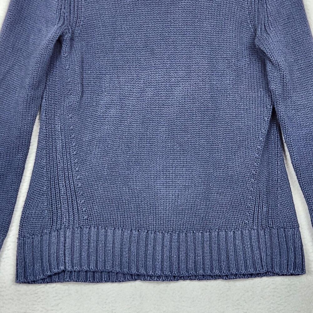 J Crew Always Sweater Womens Medium Blue Cotton Mock Neck Pullover Knit Ribbed - Picture 6 of 11